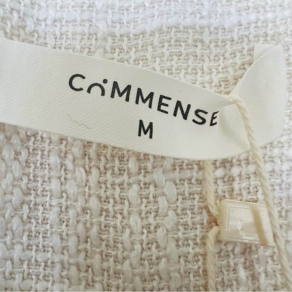 Commense Contrast Binding Button Tweed Short Dress Sz M Ivory - Picture 8 of 13